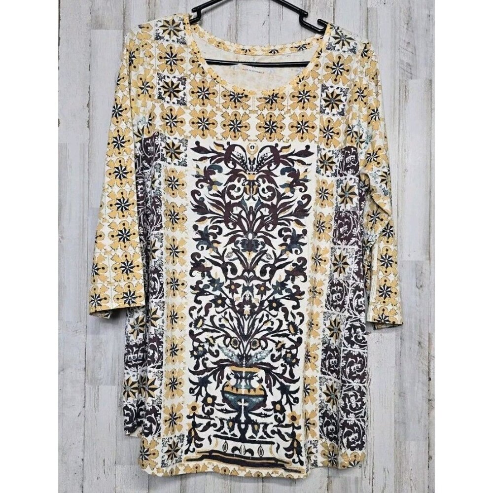 Lucky Brand 1X Women's Top Boho Bohemian XL Soft Cotton Blend